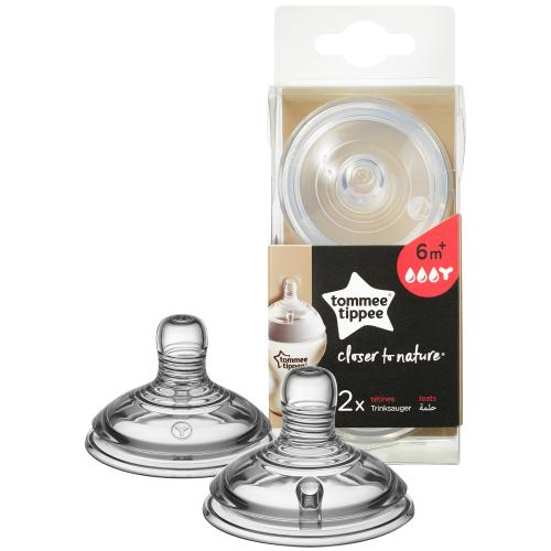 Tommee Tippee Closer to Nature Thick Feed Teats Κωδ 42214285 Θηλές Σιλικόνης με Κοπή σε Σχήμα Y, Ιδανικές για Παχύρευστες Τροφές 6m+, 2 Τεμάχια